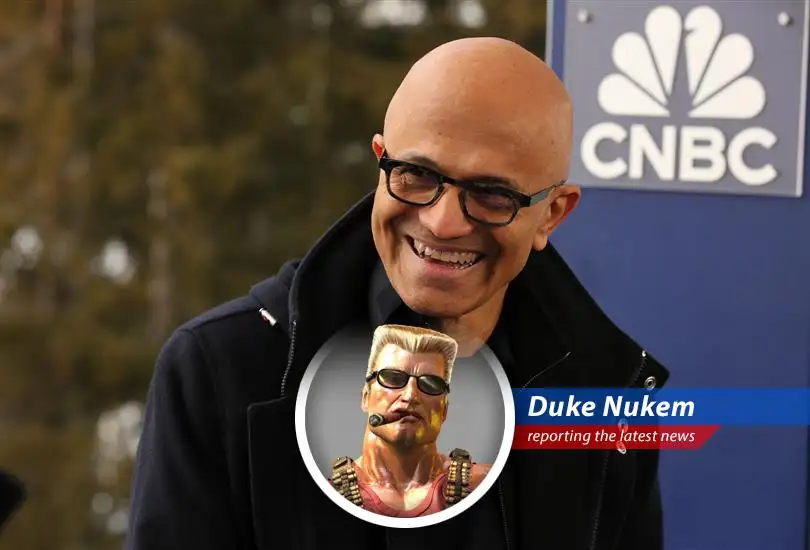 Microsoft's stock price jumps after strong earnings report fueled by Azure's AI growth. Duke Nukem approves.