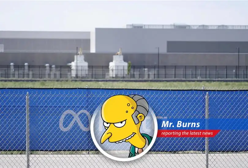 Montgomery Burns reports on Meta's $10 billion data center in Louisiana, exploring the economic impact, tax breaks, and energy consumption, all while eyeing potential profits for Burns Energy.