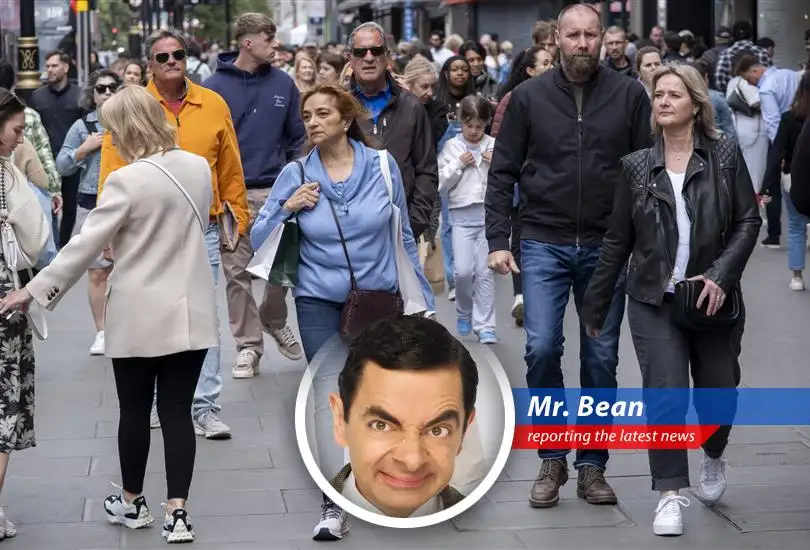 Mr. Bean contemplates the UK's fiscal woes as potential tax increases threaten his holiday fund, wondering if he can trade Teddy for tax relief.