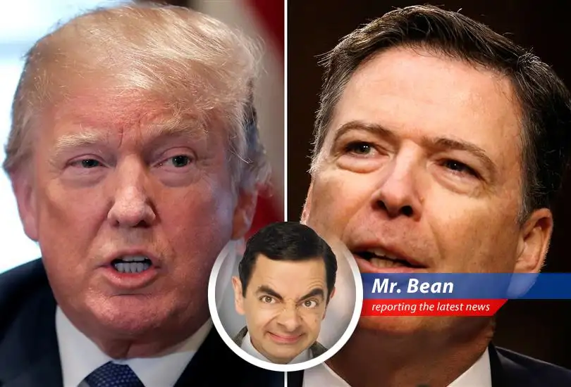 Mr. Bean investigates the case of James Comey's Instagram post and Donald Trump's explosive reaction, finding humor in the chaos and seashells.