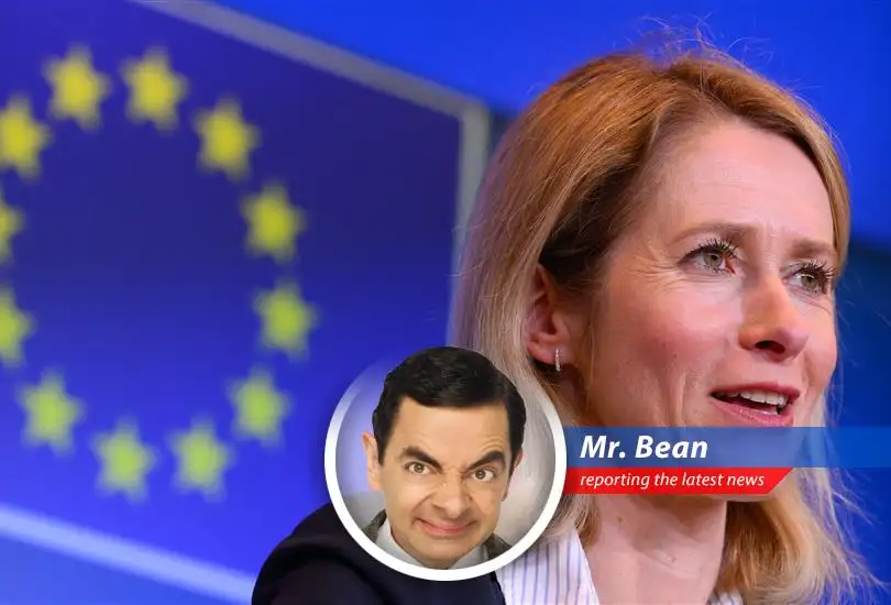 Mr. Bean reports on the chaos caused by Trump's policies in Europe, featuring trade wars, Ukraine worries, and general bewilderment.