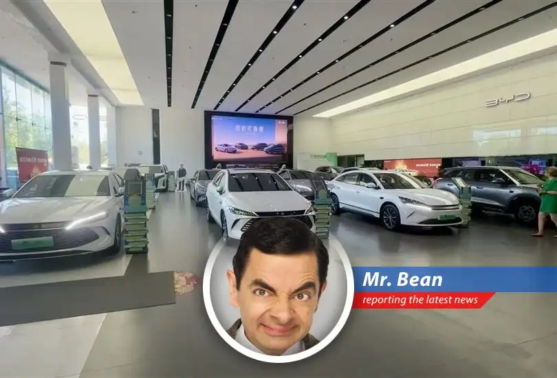 Mr. Bean reports on the electric vehicle price wars in China, where cars are cheaper than a good cup of tea and everyone's losing their trousers...er, money!