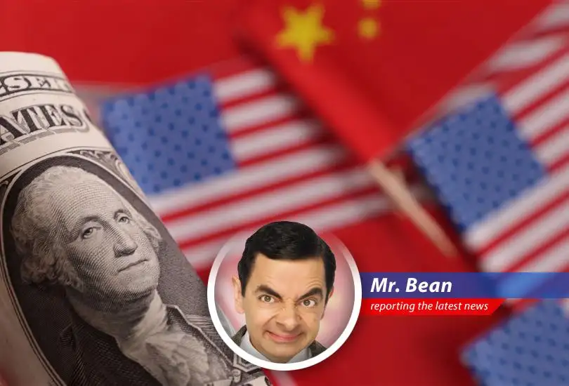 Mr. Bean reports on the global market chaos sparked by Trump's tariffs, with a dash of teddy and a sprinkle of absurdity.
