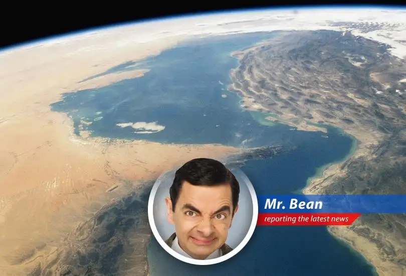 Mr. Bean reports on the possible name change of the Persian Gulf, stirring up more trouble than a stray teddy bear at a fancy tea party.