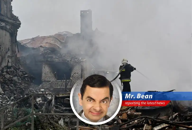Mr. Bean reports on the recent devastating Russian attacks on Ukraine, filled with drones, missiles, and a whole lot of 'Oh dears!'