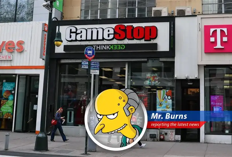 Mr. Burns reports on GameStop's ill-advised plunge into cryptocurrency, a move he deems foolish and potentially disastrous for his vast (but shrinking) wealth.