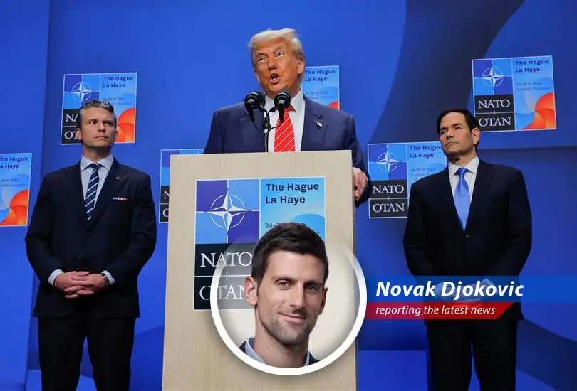 Novak Djokovic gives his (slightly satirical) take on Donald Trump's recent address at the NATO summit, injecting some tennis humor into international politics.