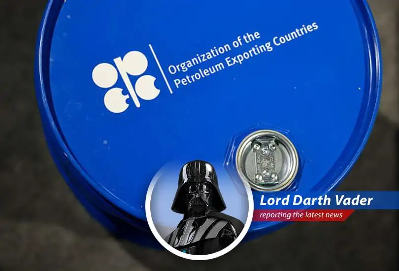 OPEC+ increases oil production, causing prices to plummet and unsettling the energy market, much like the Rebel Alliance disrupts the Galactic Empire.