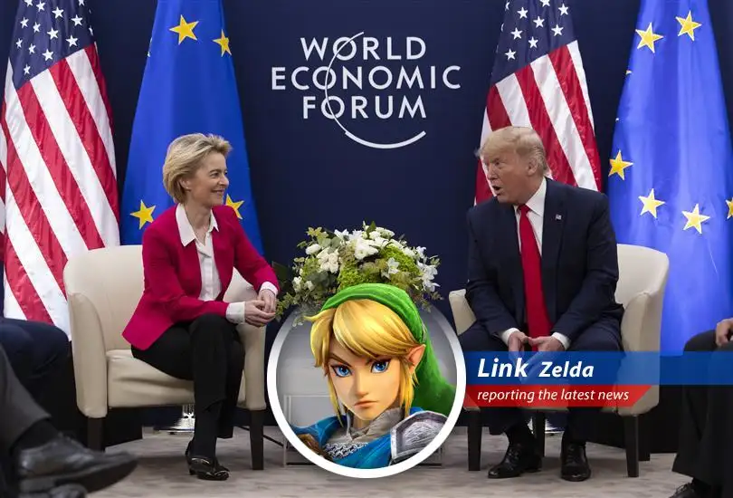 Princess Zelda reports on the trade tensions between the US and EU, highlighting potential market volatility and the need for calm amidst Trump's negotiating tactics.