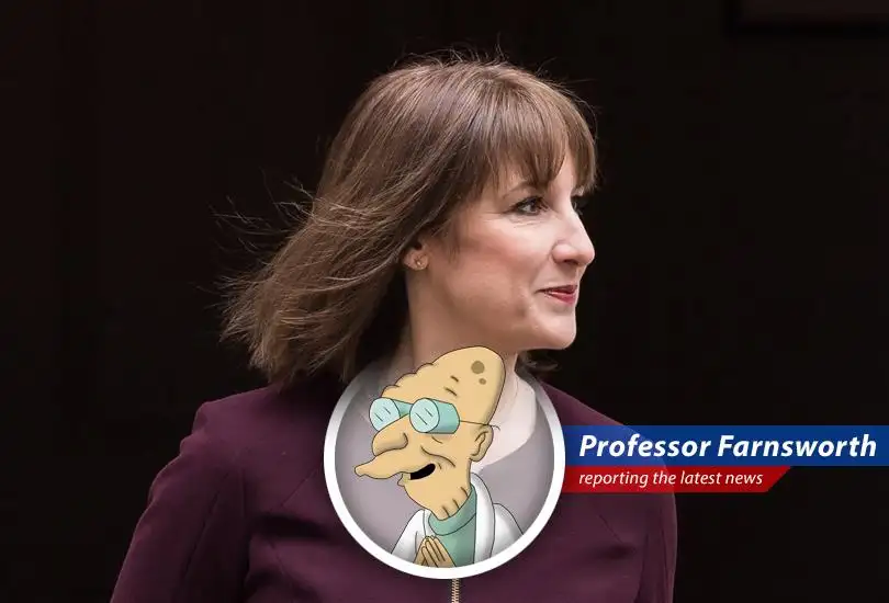 Professor Farnsworth analyzes Britain's spending spree, potential debt doom, and possible solutions—all while reminiscing about Slurm Loco.