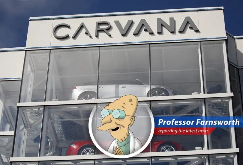 Professor Farnsworth deciphers Jim Cramer's Carvana recommendation, analyzing its potential for growth, despite the inherent dangers of the stock market and the faint, yet ever-present, threat of exploding robots.