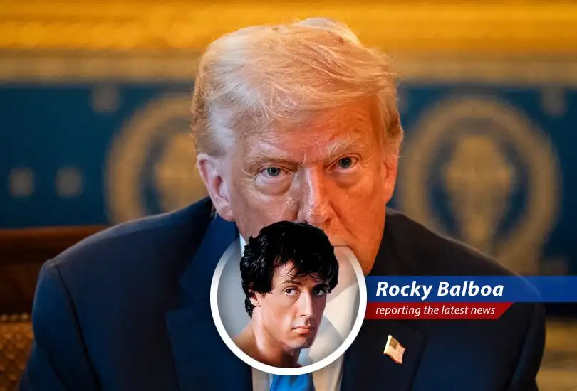 Rocky Balboa weighs in on a White House advisor comparing tariff price hikes to a meteorite hitting Earth, finding it a bit of a stretch, just like Apollo Creed in 'Rocky II'.