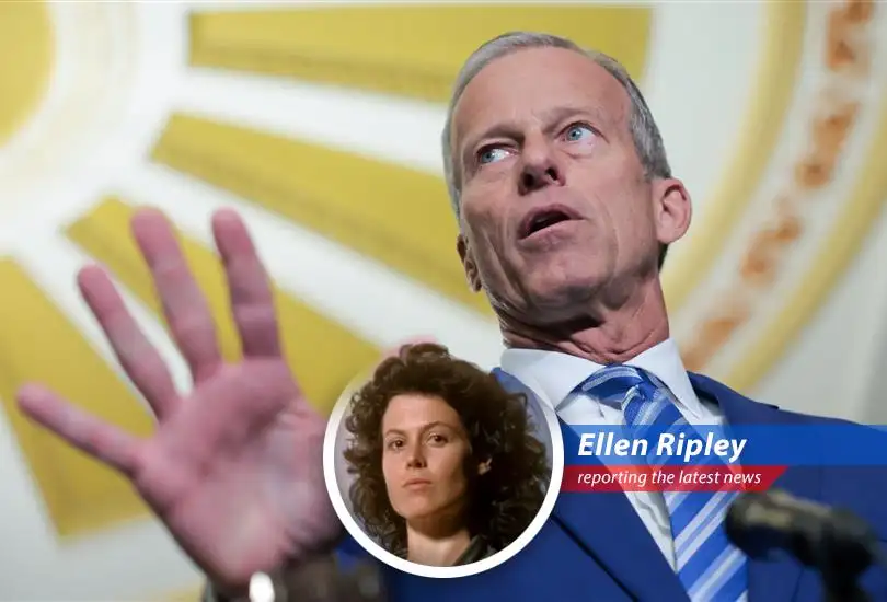Senator Thune keeps the Senate in session to pass a 'big, beautiful bill,' facing internal resistance reminiscent of a facehugger attack on common sense.