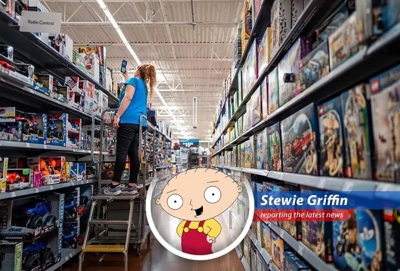 Stewie Griffin dissects Walmart's potential stock decline due to tariffs, overvaluation, and bearish market indicators, offering a sophisticated (and slightly evil) investment strategy.