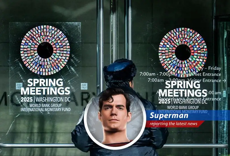 Superman reports on the IMF's revised growth projections for major Asian economies in 2025, highlighting trade tensions and policy uncertainties, while throwing in some satirical takes and heroic analogies.