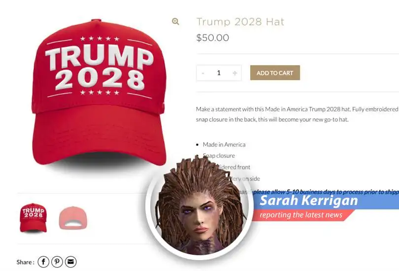 The Trump Organization is selling 'Trump 2028' merchandise, fueling speculation about a third term. Kerrigan dissects this Terran political anomaly with Zerg wit and psionic insight.
