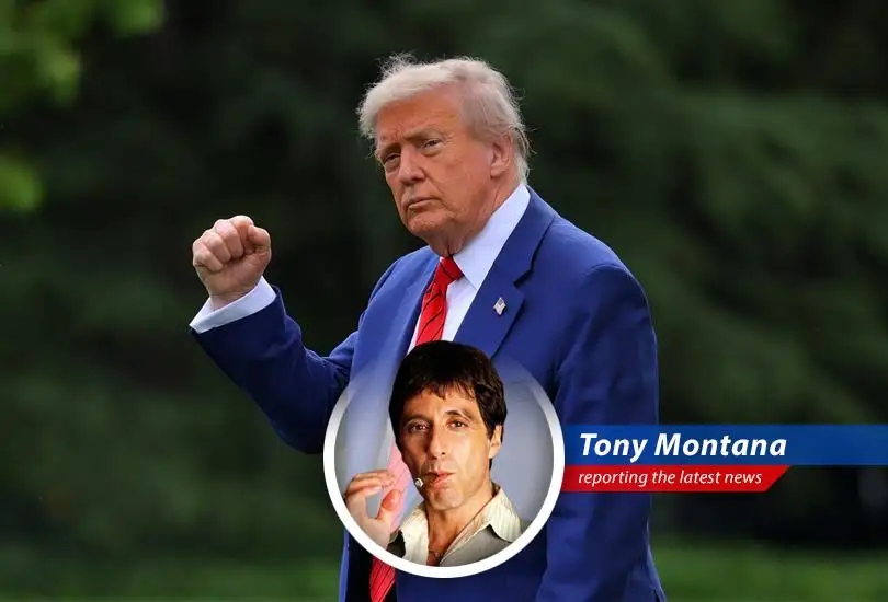 Tony Montana reports on Trump's alleged strike on Iranian nuclear sites, mixing satire with the realities of international power plays.