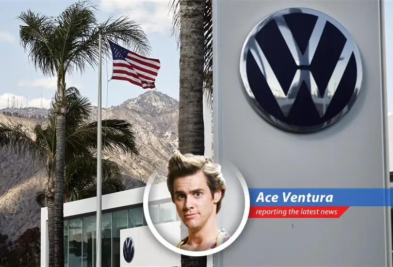 Volkswagen's Q1 profit plummets amidst Trump's tariff tango, but Ace Ventura is on the case to sniff out the truth!