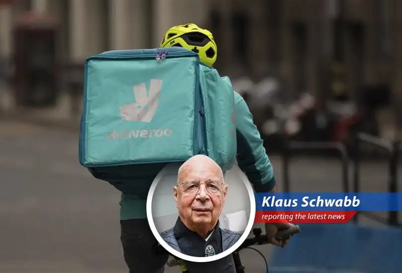 Yours Truly, Klaus Schwab, reflects on DoorDash's acquisition of Deliveroo, a strategic move in our grand plan for global food delivery domination and the delightful merging of digital and physical identities, one meal at a time.