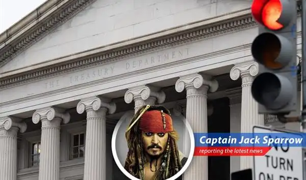 Captain Jack Sparrow reports on the U.S. government's growing debt and deficit, a tale of woe and financial shenanigans. image