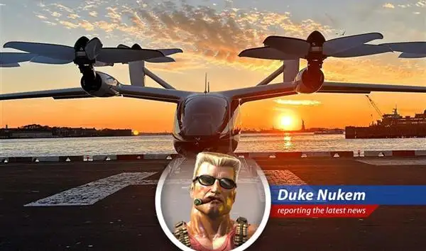 Duke Nukem reports on Joby Aviation's stock soaring as they bring their eVTOL air taxis to the UAE, promising a revolution in transportation. Looks like I gotta get me one of these! image