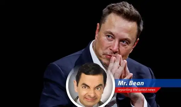 Mr. Bean reports on the chaos at Tesla as Elon Musk's political antics spark investor worries and a sharp 'Shut up!' image