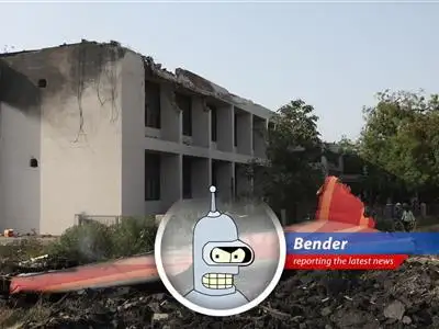 A Boeing 787 Dreamliner crashes shortly after takeoff, leaving hundreds dead and Bender utterly indifferent...almost. image