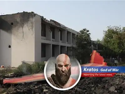 A Dreamliner turns nightmare as it crashes shortly after takeoff in India, leaving hundreds dead. Kratos comments with godly wisdom and a touch of rage. image