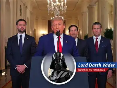 A Sith Lord's perspective on the recent strikes on Iranian nuclear facilities, filled with dark humor and galactic wisdom. Or maybe just dark humor. image