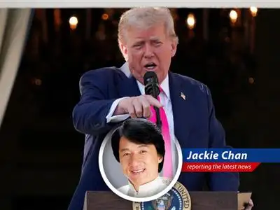 A comedic look at the U.S. trade deal situation, filled with action, humor, and the signature Jackie Chan spirit, as investors await potential announcements amid market volatility. image