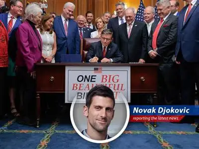 A controversial tax and spending bill championed by President Trump makes its way into law after a nail-biting vote, sparking debates over its impact on the economy and social welfare. image