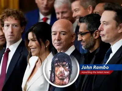A look at how Amazon is navigating Trump's tariffs and a surprising detente between two powerful figures, from the eyes of Rambo. image
