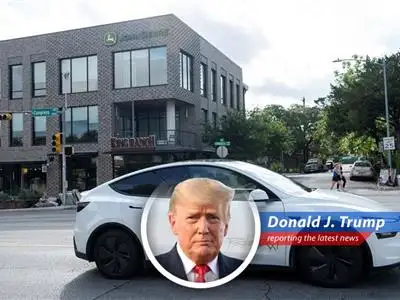 A look at the stock market's midday movers, including Tesla's robotaxis, bank mergers, and even MY OWN Trump Media! image