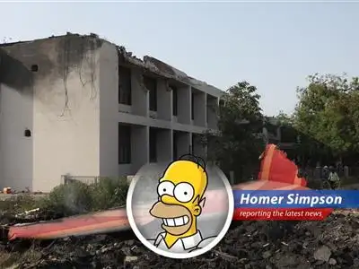 A real bad day for Air India as a Dreamliner crashes shortly after takeoff, leaving hundreds dead and one lucky ducky. Boeing's stock plummets faster than Homer after a donut truck. image