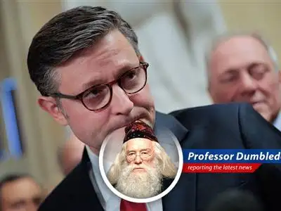 A recounting of the recent US House vote on President Trump's tax and spending bill, fraught with drama, Republican infighting, and a dash of presidential pronouncements, observed through the whimsical lens of Albus Dumbledore. image