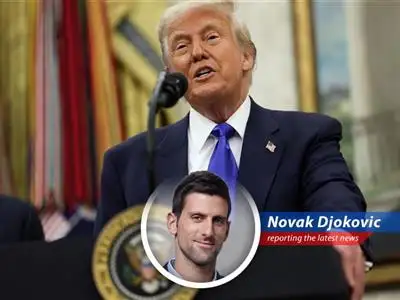 A satirical take on Donald Trump's proposal for 100% tariffs on foreign films, viewed through the eyes of yours truly, Novak Djokovic. image