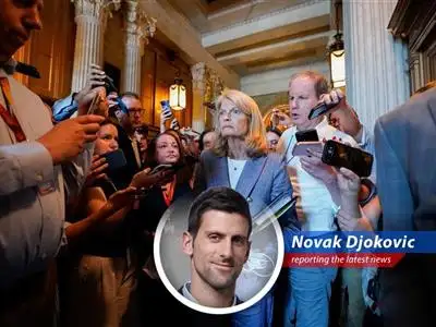 A satirical take on Senator Murkowski's vote on Trump's tax bill, blending political maneuvering with a tennis champion's perspective. image