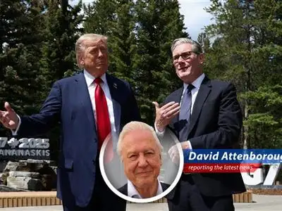 A transatlantic trade agreement is finalized amidst handshakes, waves, and a potentially perilous document fumble at the G7 summit. image