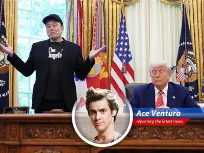 Ace Ventura dives deep into the swamp of Elon Musk's White House presser, where dodging questions is an Olympic sport and the New York Times is public enemy number one! image