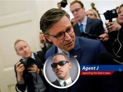 Agent J investigates Speaker Johnson's claims of massive spending cuts versus projections of soaring deficits in the new House bill. Spoiler: Someone's neuralyzer needs recharging. image