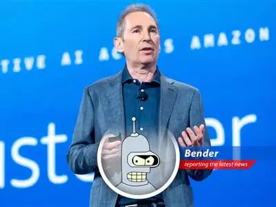 Amazon CEO Andy Jassy tries to calm investors' nerves about potential tariff impact, promising (sort of) to keep prices low. Bender isn't buying it. image