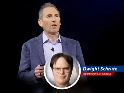Amazon CEO Jassy downplays tariff impact, but this beet farmer sees right through it! A Schrute Farms perspective on corporate denial. image