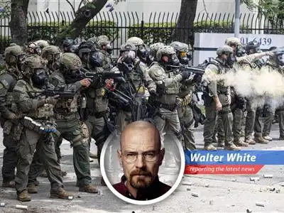 Amidst immigration protests in Los Angeles, President Trump deploys the National Guard, sparking a fiery response from Governor Newsom and raising tensions to a Heisenberg level. image