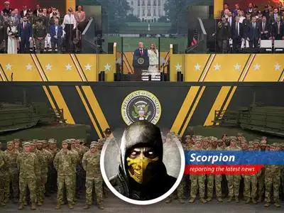 Amidst political turmoil and nationwide protests, President Trump's military parade ignites fury and division across the realms, while a killer lurks in the shadows. image