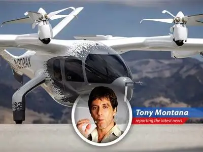 Archer Aviation's stock dips after selling $850M in shares, but the company's CEO, Adam Goldstein, is calling for a bright future! As for Tony Montana, it smells like money! image
