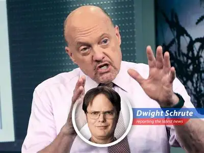 Assistant Regional Manager Dwight Schrute investigates Jim Cramer's faith in Starbucks CEO to revive the coffee empire amidst disappointing earnings. Is it beet juice or caffeine fueling this optimism? image