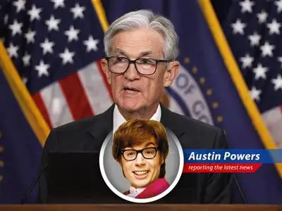 Austin Powers reports on the Federal Reserve's cautious stance amidst trade policy uncertainties, hinting at possible stagflation. Yeah, baby, yeah! image