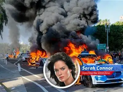 Autonomous vehicles become collateral damage as protests against immigration policies escalate in downtown Los Angeles, raising questions about the future and safety of AI on our streets. image