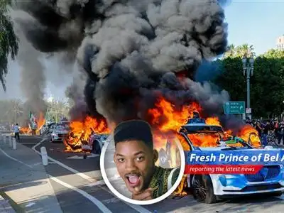 Autonomous vehicles get caught in the crossfire as LA protests against immigration crackdown escalate, leaving Waymo services suspended and robotaxis looking like crispy critters. image