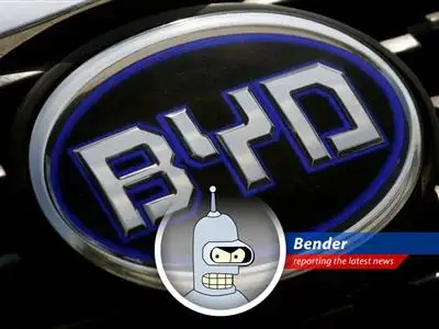 BYD's stock prices plummet after aggressive price cuts on electric vehicles, sparking investor concerns about competition and a potential price war in the Chinese auto market. Looks like someone needs a Bender burger to feel better! image